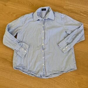 White Fox Button Up Shirt Stripes Always About Us Size S Blue White